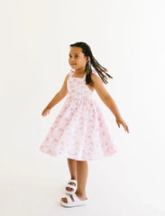 Rosita Dress in Pink Flags | Girls Pocket Twirl Dress