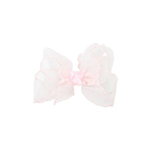 SCALLOPED ORGANZA BOW ON ALLIGATOR CLIP: 4.5" Large