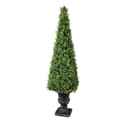 60” Plastic boxwood in obelisk urn