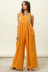 Vintage Washed Crinkle Gauze Wide leg overall