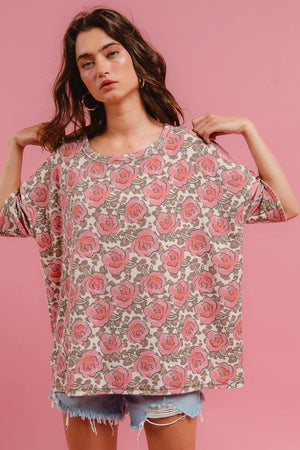 Floral leopard top