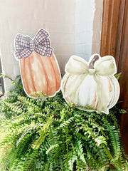 Brown Gingham Bow Pumpkin