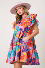 Floral Triple Ruffle Tiered Dress