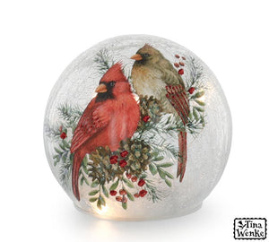 Light up sphere with cardinals