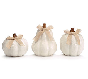 Off white ceramic pumpkins set of 3