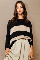 Contrast Color-block Oversized Terry Top