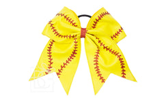 Baseball/Softball Pleather Bow w/ Knot & Tail on Pony