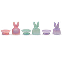 Pearlized bunny cupcake stand with lid