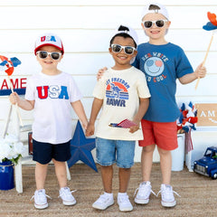 Red, White, and Cool Patriotic Smiley Short Sleeve T-Shirt