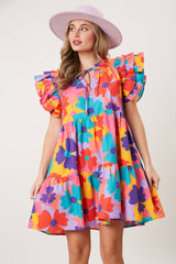 Floral Triple Ruffle Tiered Dress