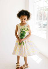 Tank Dress in Pastel Stripe- girls pocket twirl dress