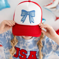 Patriotic Bow Patch Trucker Hat - 4th of July - Kids