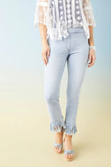 OMG- Pull on straight leg with scalloped fringe bottom