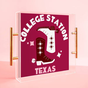 College Station Acrylic Tray With Gold Handles