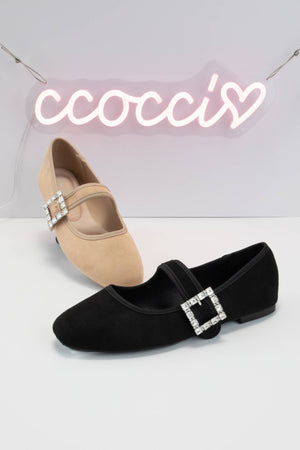 RHINESTONE BUCKLE MARY JANE BALLET FLATS