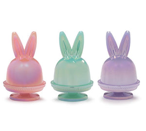 Pearlized bunny cupcake stand with lid