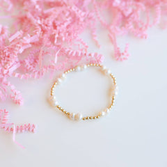 Coastal Pearl Bracelet in Gold: Extended 7.25 inch