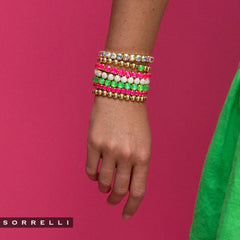 Hot Pink and 10K Gold Mini Crystal Stretch Bracelet: Vibrant