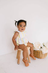 Amelia Romper in Pastel Stripe- Baby Girl Bubble