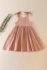 Light Pink Daisy Embroidered Girls Dress