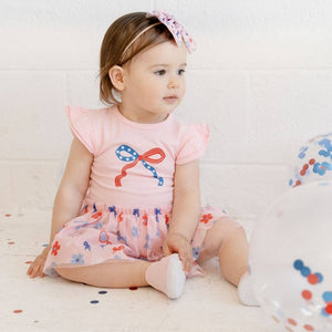 Red, White, & Cute Short Sleeve Tutu Bodysuit