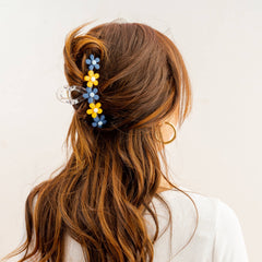 Daisy Claw Clip - Navy Yellow