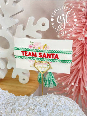 TEAM SANTA Embroidered Christmas Tassel Bracelet / Holiday