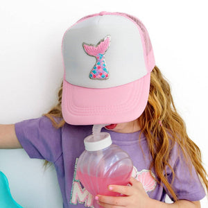 Mermaid Tail Patch Trucker Hat - Kids Summer Hat
