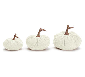 Cream wool pumpkins set of 3