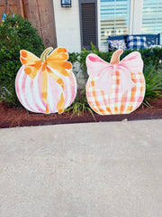 Pink Stripe Pumpkin : Yard Sign