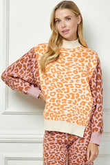 Leopard Color block Cropped set