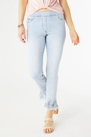 OMG- Pull on straight leg with scalloped fringe bottom