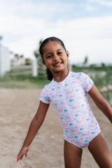 Zoey Swim in Patriotic Flags | UPF 50 One Piece Swimwear