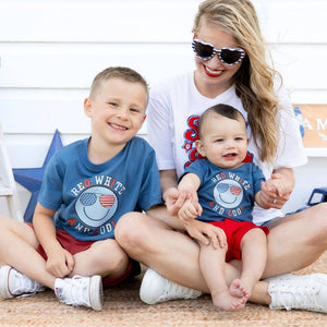 Red, White, and Cool Patriotic Smiley Short Sleeve Bodysuit