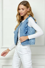 Ruffled blue detailed vest