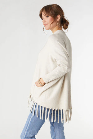 Heavenly- Lux Flow Mock Neck Fringe Sweater