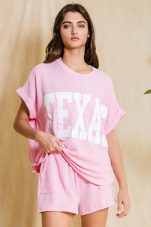 'TEXAS' Comfy Oversize Graphic Sweatshirt Top