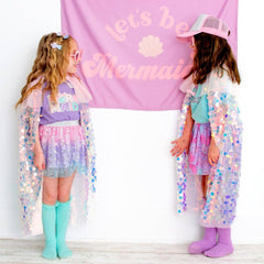 Pink Mermaid Shimmer Cape - Dress Up - Kids Summer Cape