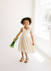 Tank Dress in Pastel Stripe- girls pocket twirl dress