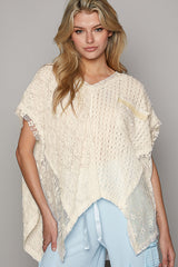 Cream oversized lace top