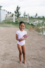 Zoey Swim in Patriotic Flags | UPF 50 One Piece Swimwear