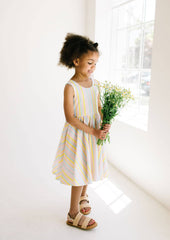 Tank Dress in Pastel Stripe- girls pocket twirl dress