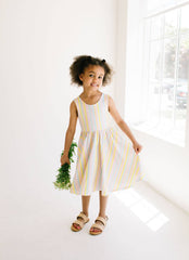 Tank Dress in Pastel Stripe- girls pocket twirl dress