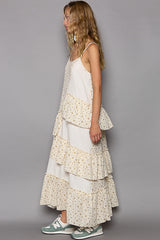 Butter cream Maxi Layered Dress