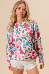 Floral Print Lightweight Sweater