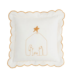 Gold trimmed Nativity Pillow