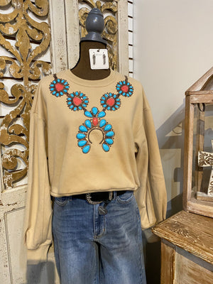 QOS Turquoise Necklace sweatshirt