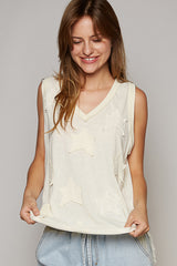 Cream Star Patch Tank Top