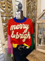 QOS Christmas Sweater Merry and Bright