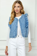 Ruffled blue detailed vest